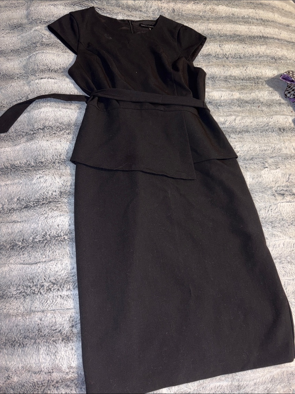 White House Black Market Black Peplum Midi Dress with Waist Tie